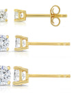 CZ Yellow Gold Plated Stud Earrings in Sterling Silver