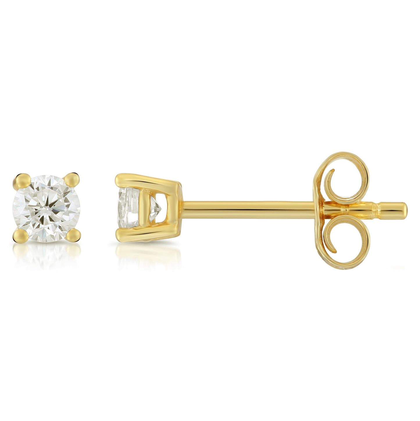 Pure Sterling Silver Stud Earrings, Yellow Gold Plated
