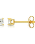 CZ Yellow Gold Plated Stud Earrings in Sterling Silver