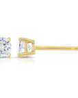 CZ Yellow Gold Plated Stud Earrings in Sterling Silver