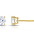 CZ Yellow Gold Plated Stud Earrings in Sterling Silver