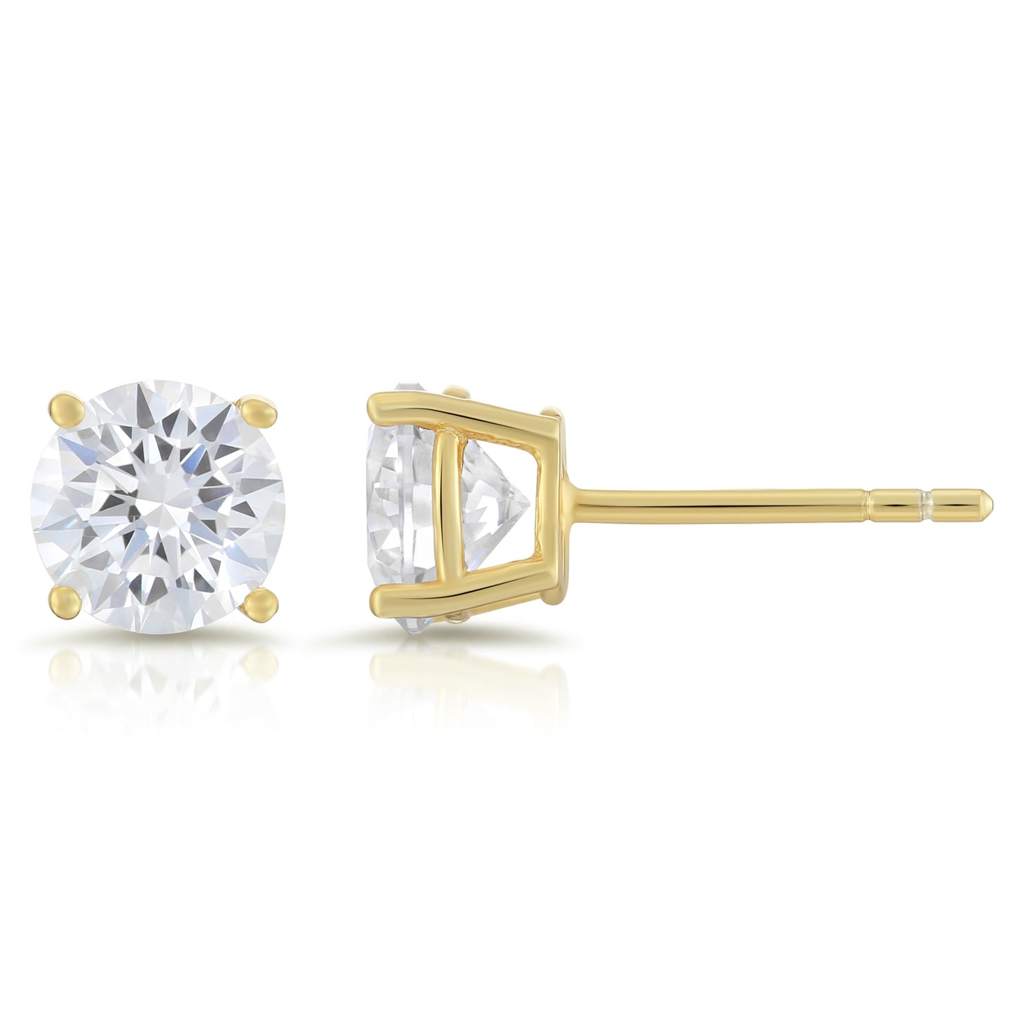 Pure Sterling Silver Stud Earrings, Yellow Gold Plated
