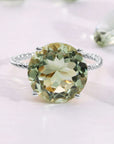 Sterling Silver 5 Carat Green Amethyst Gemstone Ring, "Ms. Luscious"