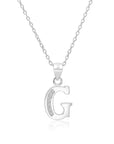 CZ Initial Charm Necklace, All Letters in Sterling Silver