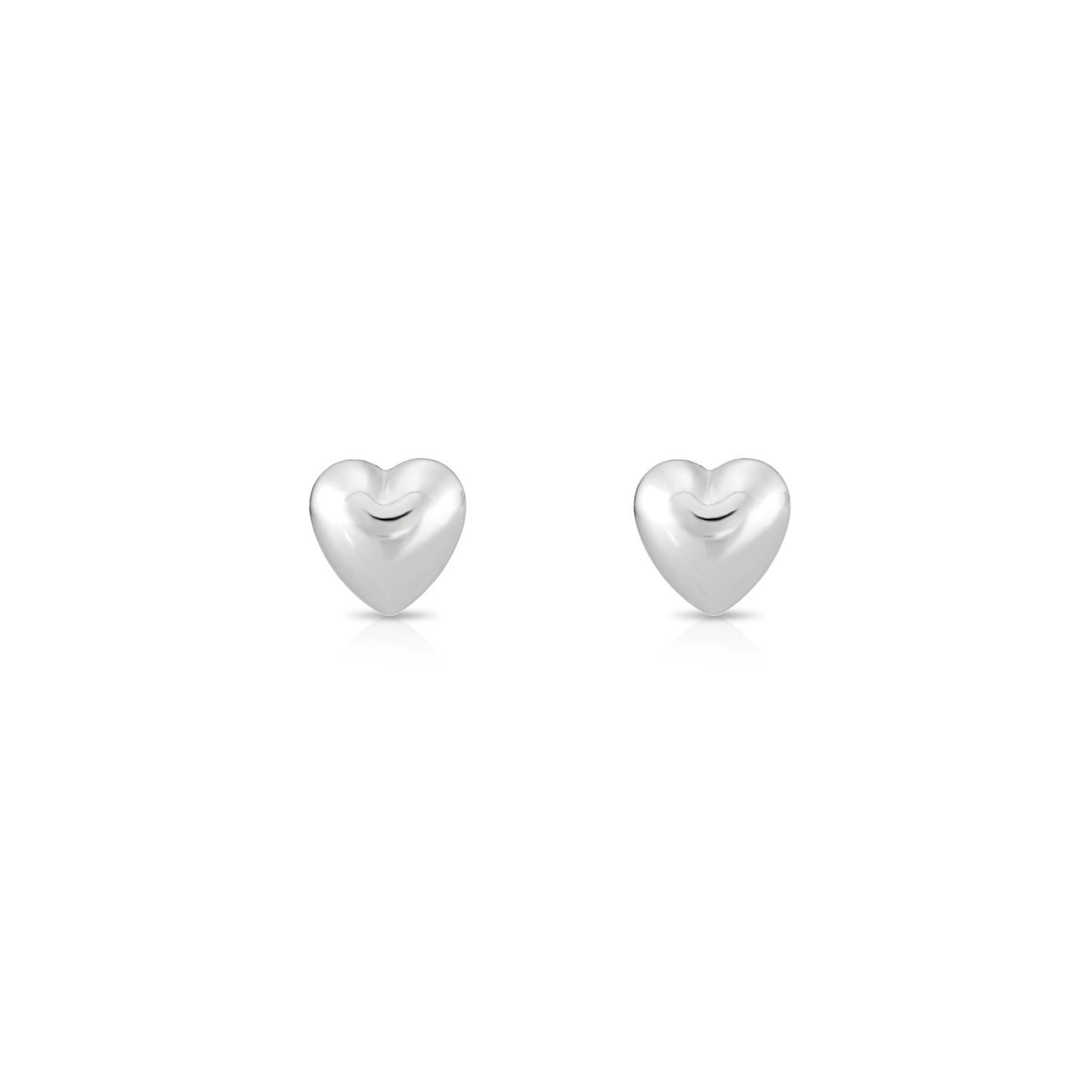 Sterling Silver Shiny Heart Stud Earrings