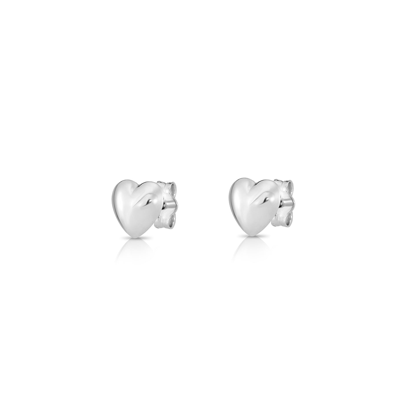 Sterling Silver Shiny Heart Stud Earrings