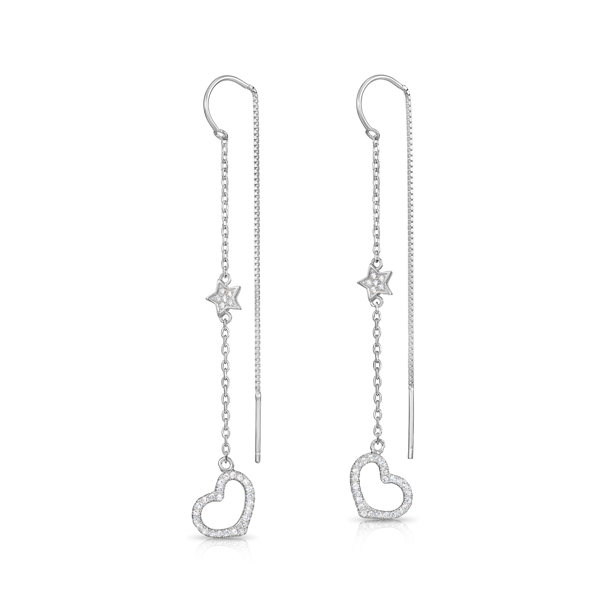 CZ Star and Heart Threader Earrings in – Tilo Jewelry®
