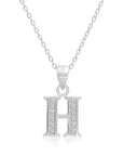 CZ Initial Charm Necklace, All Letters in Sterling Silver