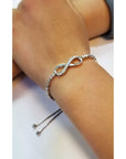 Sterling Silver Simulated Diamond Infinity Bracelet, Adjustable 6-9 inches