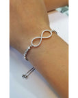 CZ Infinity Love Bracelet with Cubic Zirconia Stones in Sterling Silver