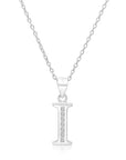 CZ Initial Charm Necklace, All Letters in Sterling Silver