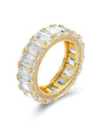 CZ Eternity Ring with Baguettes, Gold Plated in Sterling Silver