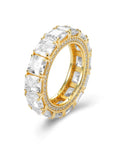 CZ Eternity Ring with Square Stones, Gold Plated in Sterling Silver