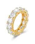 CZ Eternity Ring with Square Stones, Gold Plated in Sterling Silver