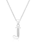 CZ Initial Charm Necklace, All Letters in Sterling Silver