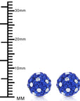 14k Yellow Gold Blue Sparkle Ball Studs