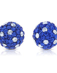 14k Yellow Gold Blue Sparkle Ball Studs