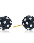 14k Yellow Gold Black Sparkle Ball Studs