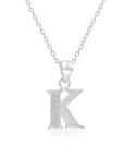 CZ Initial Charm Necklace, All Letters in Sterling Silver