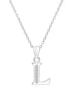 CZ Initial Charm Necklace, All Letters in Sterling Silver