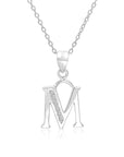 CZ Initial Charm Necklace, All Letters in Sterling Silver