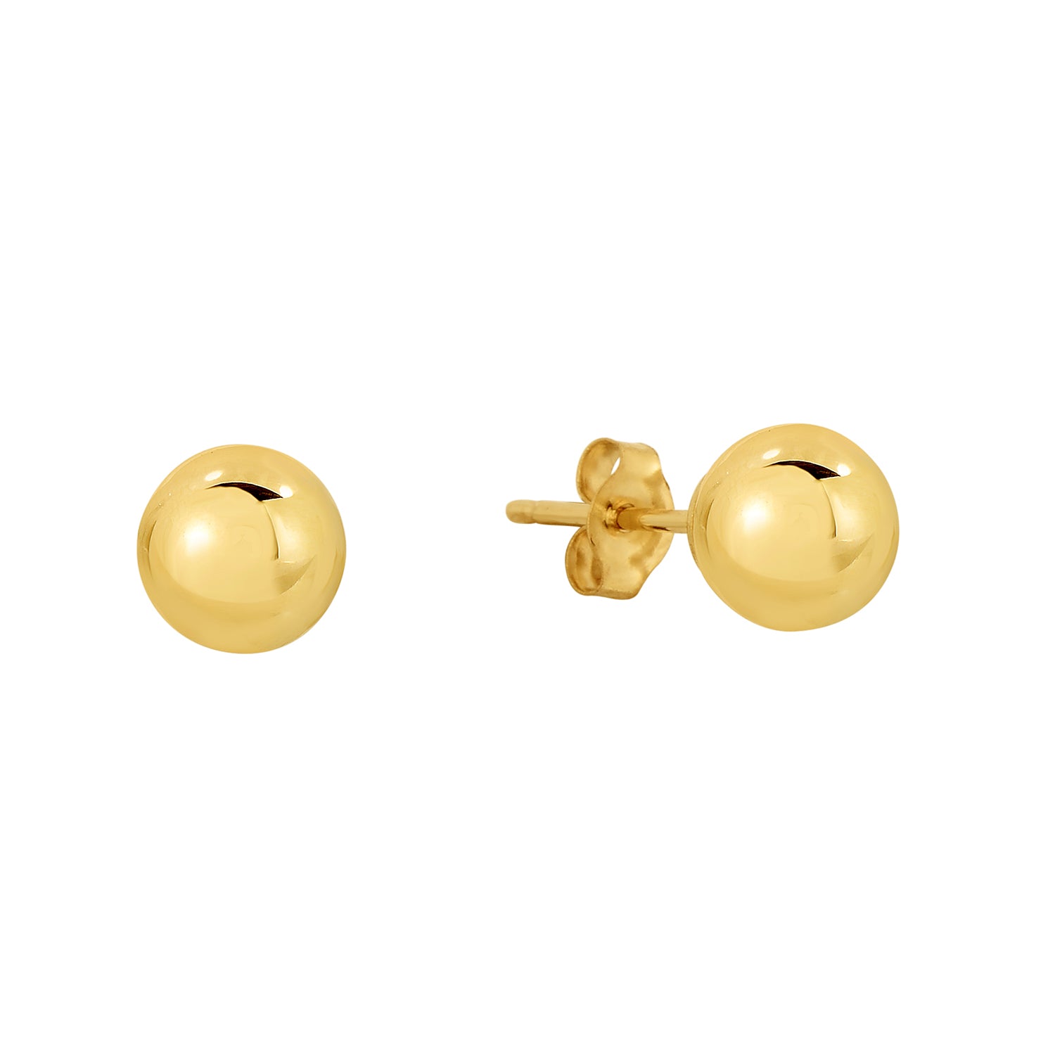 14K Yellow Gold Ball Stud Earrings with Pushbacks