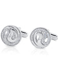 CZ Ying and Yang Style Cuff-Links in Sterling Silver