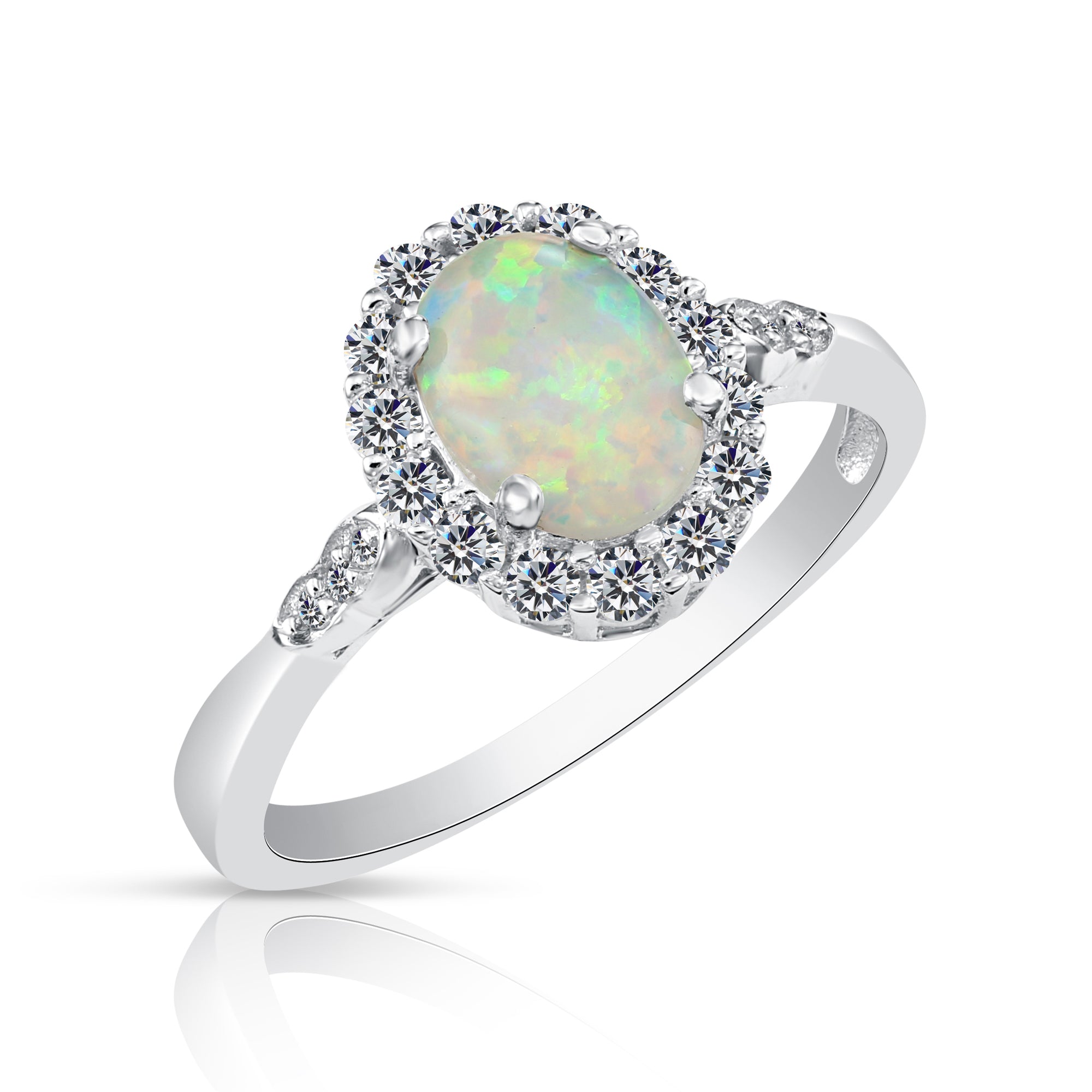 CZ Opal Halo Ring in Sterling Silver – Tilo Jewelry®