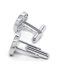 CZ Ying and Yang Style Cuff-Links in Sterling Silver