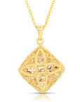 Diamond Charm Necklace, Yellow Gold Plated in Sterling Silver