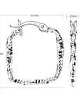 Textured Square Twisted Hoops in Sterling Silver