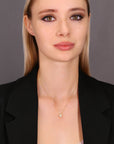 14K Yellow Gold Princess Necklace, Diamond Shape