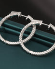 14k White Gold Diamond Hoop Earrings, 0.80 carats