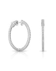 14k White Gold Diamond Hoop Earrings, 0.80 carats