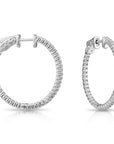 14k White Gold Diamond Hoop Earrings, 0.80 carats