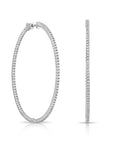 14k White Gold Diamond Hoop Earrings, 2.06 carats