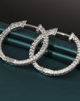 14k White Gold Diamond Hoop Earrings, 0.65 carats