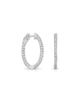 14k White Gold Diamond Hoop Earrings, 0.65 carats