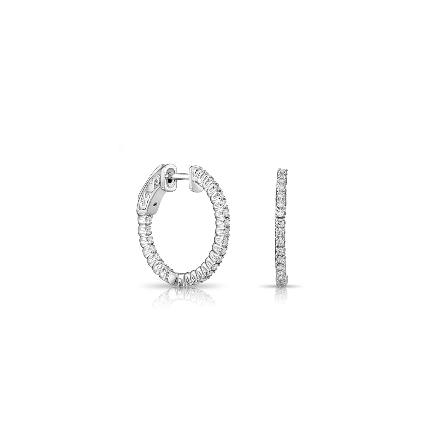 14k White Gold Diamond Hoop Earrings, 0.52 carats