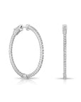 14k White Gold Diamond Hoop Earrings, 1.03 carats