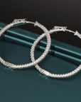 14k White Gold Diamond Hoop Earrings, 1.03 carats