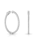 14k White Gold Diamond Hoop Earrings, 1.55 carats