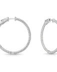 14k White Gold Diamond Hoop Earrings, 1.55 carats