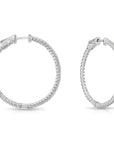 14k White Gold Diamond Hoop Earrings, 1.03 carats