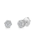 14K White Gold Diamond Cluster Stud Earring with Screw-Back, 0.25 carats
