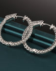 14k White Gold Diamond Hoop Earrings, 1.25 carats