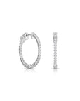 14k White Gold Diamond Hoop Earrings, 1.25 carats