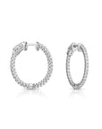 14k White Gold Diamond Hoop Earrings, 1.25 carats