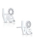 CZ LOVE Stud Earrings in Sterling Silver
