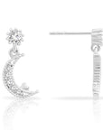 Tiny Moon With Star CZ Stud Earring Sterling Silver